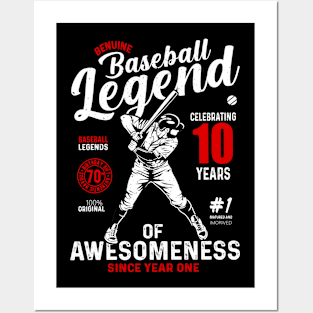 10th Birthday Gift Baseball Legend 70 Years Posters and Art